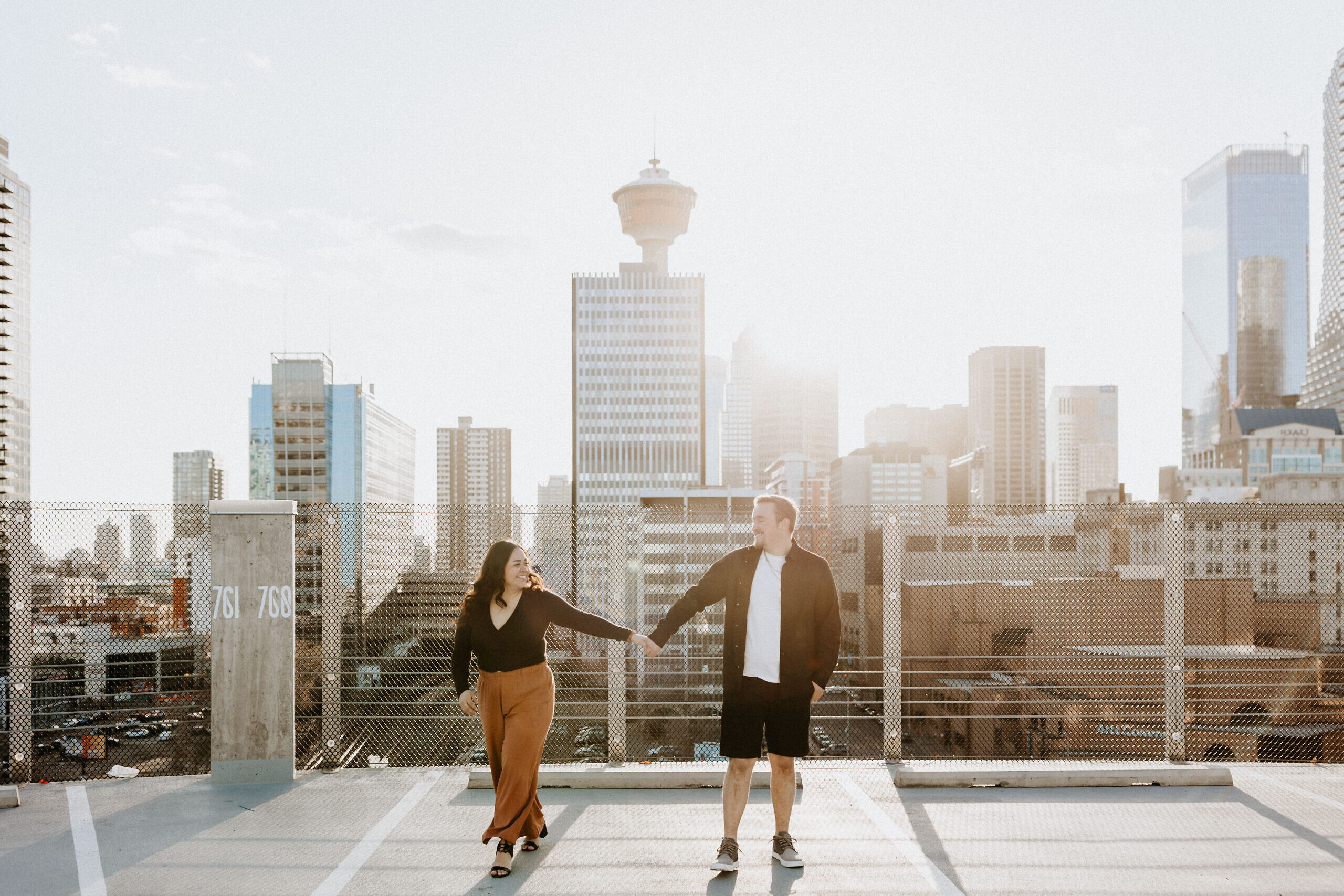 downtown calgary engagement session